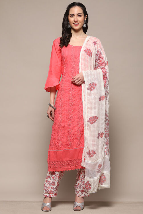 Mustard Cotton Unstitched Suit Set image number 8