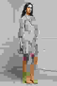 Blue Polyester Tiered Dress image number 4