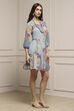 Blue Polyester Tiered Dress image number 4