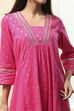 Fuchsia Cotton Printed Gathered Suit Set image number 1