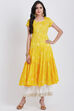 Red Cotton Flared Printed Kurta image number 2