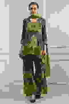 Green Printed Straight Sharara Suit Set image number 6