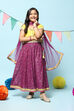 Yellow & Purple Polyester Suit Set