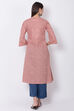 Peach Cotton A-Line Printed Kurta image number 4
