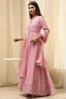 Powder Pink Viscose Front Open Suit Set image number 3