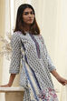 Off-White Cotton Printed Straight Suit Set image number 1