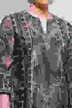 Bottle Green Velvet Printed Straight Winter Suit Set image number 1