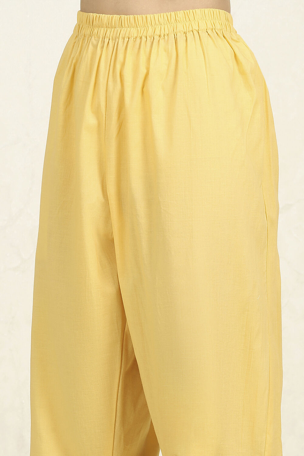 Yellow and White Printed Cotton Unstitched Suit Set image number 3