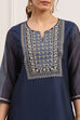 Red Poly Chanderi Yoke Embroidered Straight Suit Set image number 1