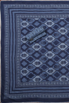 Indigo Cotton Screen Print Unstitched Suit Set image number 3
