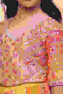 Yellow and Pink Embellished Festive Flared Lehenga Set image number 1