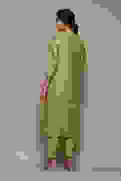 Olive Polyester Straight Printed 2 Piece Set image number 4