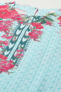Turquoise Rayon Straight Suit Set image number 2