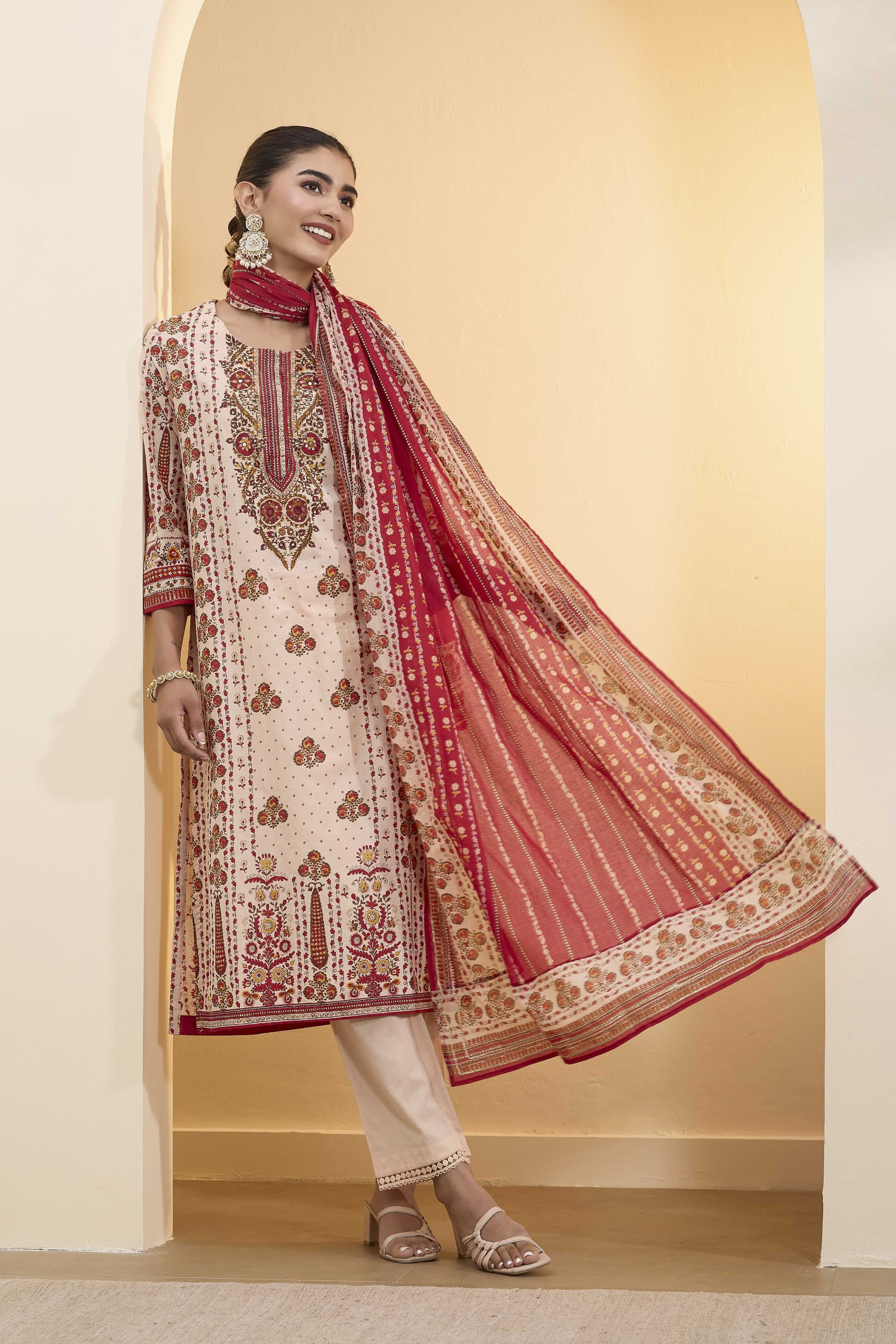 Beige Cotton Straight Kurta image number 0