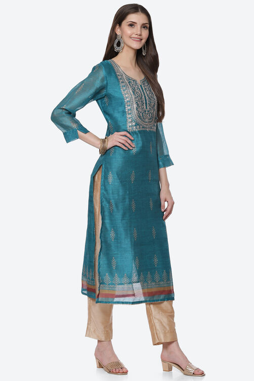 Neutral Chanderi Easy Stitch Suit Set image number 5
