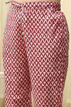 Coral Cotton Hand Block Print Unstitched Suit Set image number 3