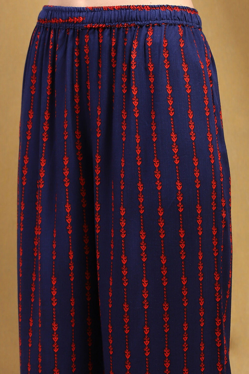 Blue Printed Asymmetric Kurta Set image number 2