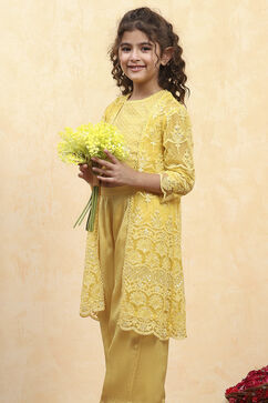 Yellow Viscose Embroidered STRAIGHT 3 Piece Set image number 8