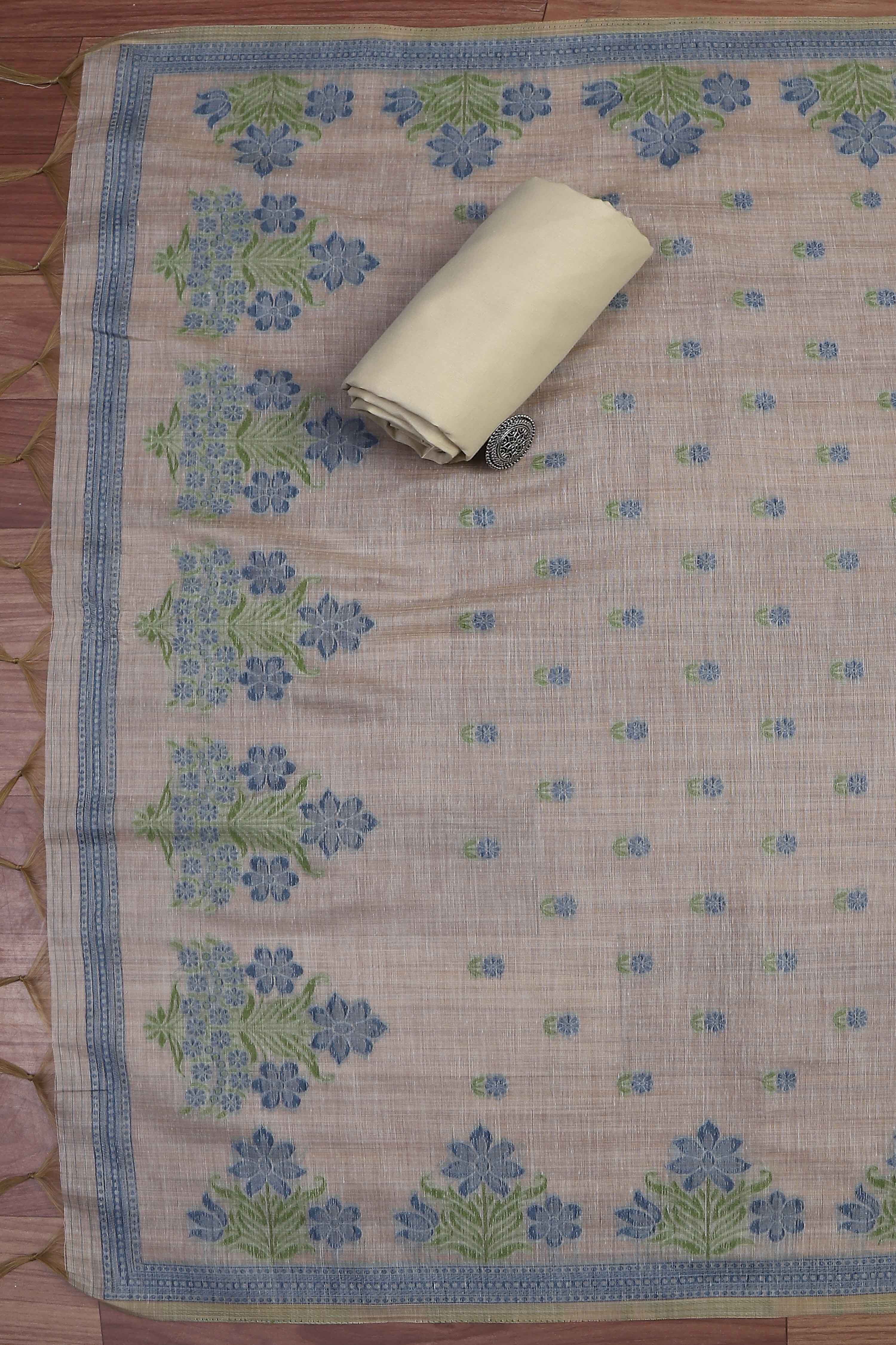 Pink Cotton Attractive Floral Print Unstitched Suit Set image number 3