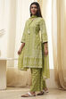Mehendi Green Cotton Printed Straight Suit Set image number 3