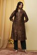 Brown Floral Printed Straight Kurta image number 5