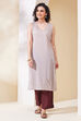Brown Viscose Blend Straight Kurta Pants Set image number 8