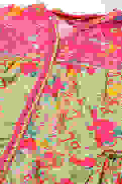 Green Cotton Tiered Dress Printed Dress image number 1