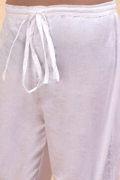 Orange and White Cotton Printed Straight Kurta Set image number 2