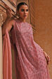 Rose Peach-Toned Poly Net Beaded Embroidered Straight Suit Set image number 0