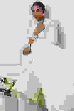 Cream-Toned Cotton Schiffli Straight Suit Set image number 7