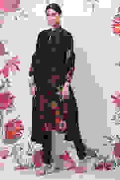 Rohit Bal Black Cotton Silk Straight Printed Suit Set image number 0