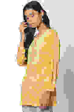 Mustard LIVA Printed Short Kurti image number 2
