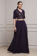 Purple Viscose Blend Printed Fusion Set image number 5