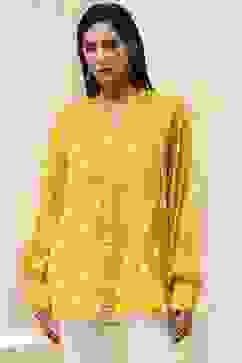 Mustard Yellow Printed Straight Shirt image number 5