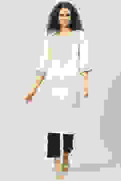 White Acrylic Straight Yarndyed Kurta image number 0