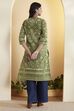 Green Cotton Straight Kurta image number 4
