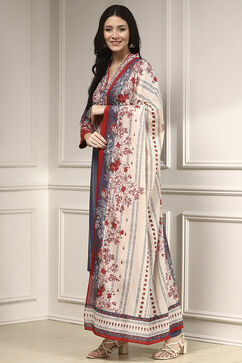 Blue Viscose Rayon Straight Printed Suit Set image number 3