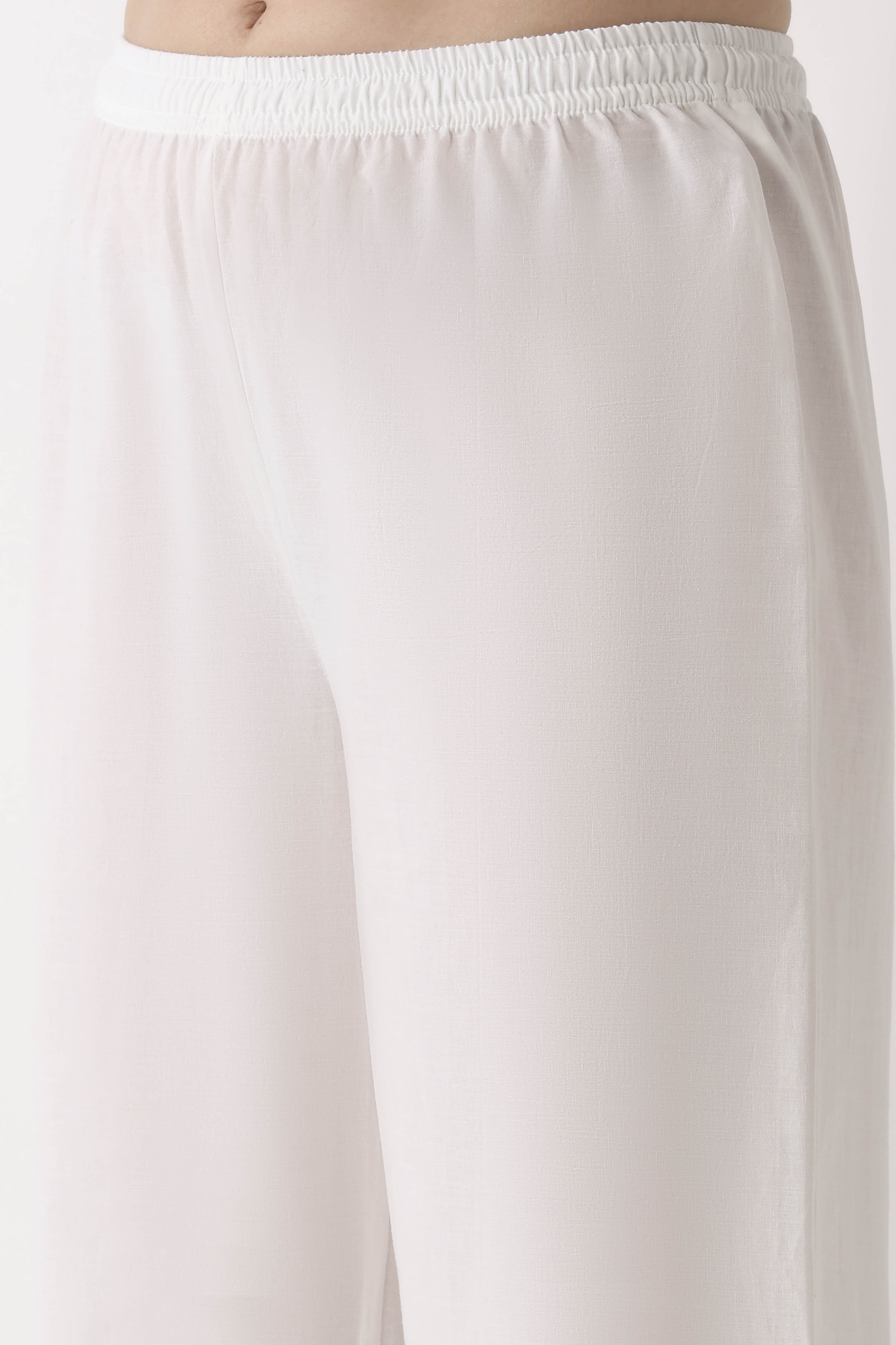 Grey Cotton Straight Palazzos image number 1