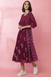 Wine Cotton Fusion Dress image number 4