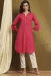 Pink Cotton Blend Solid Straight Kurta image number 5