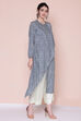 Blue Viscose A-line Tunic Pants Set image number 2