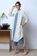 Blue Cotton Open Front Kurta image number 4