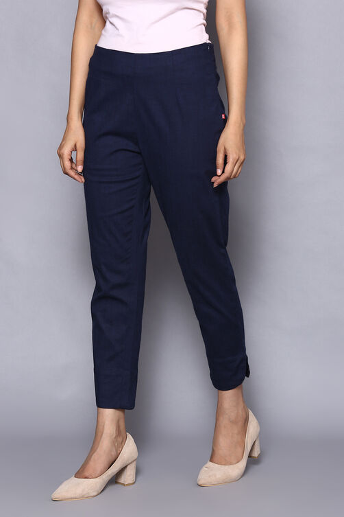 White Viscose Lycra Solid Pant image number 2