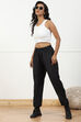 Black Solid Mid-Rise Regular Pants image number 0