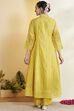 Mustard Cotton Silk Embroidered Straight Kurta Set image number 6