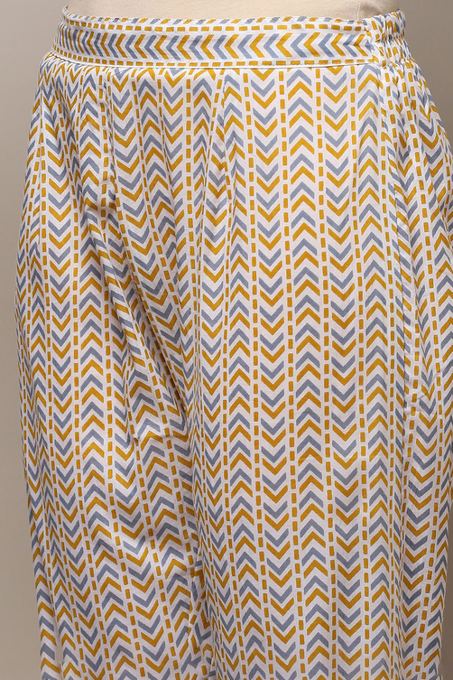 Blue Cotton Screen Printed Unstitched Suit Set image number 3