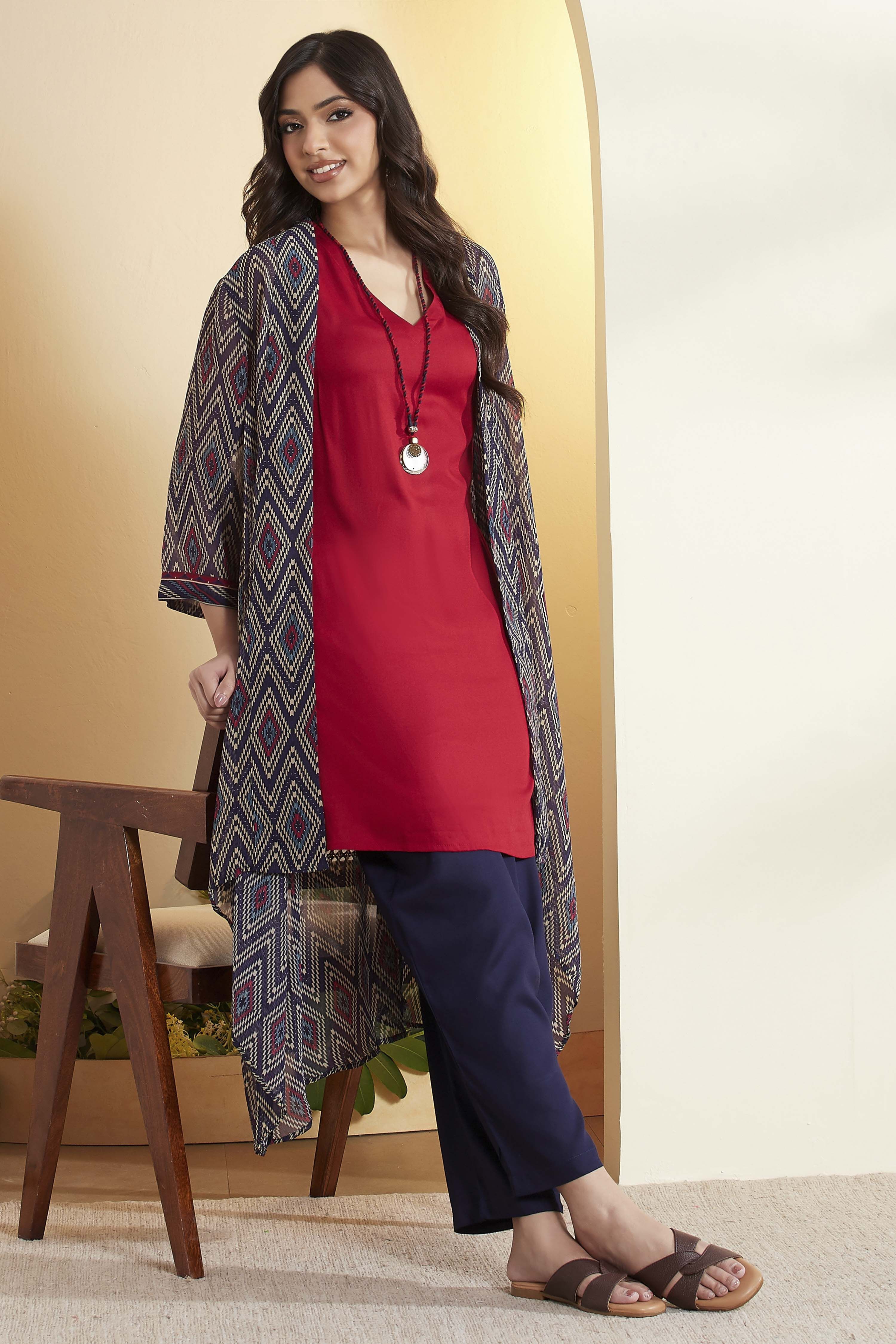 Blue Polyester Straight Fusion Set image number 0