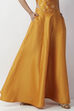 Mustard Poly Dupion Solid Flared Maxi Skirt image number 4