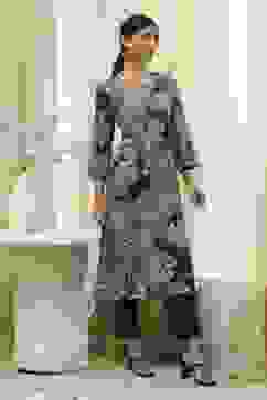 Charcoal Floral Printed Straight Kurta image number 4