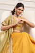 Yellow Cotton Zari Tissue Embroidered Lehenga Set image number 7